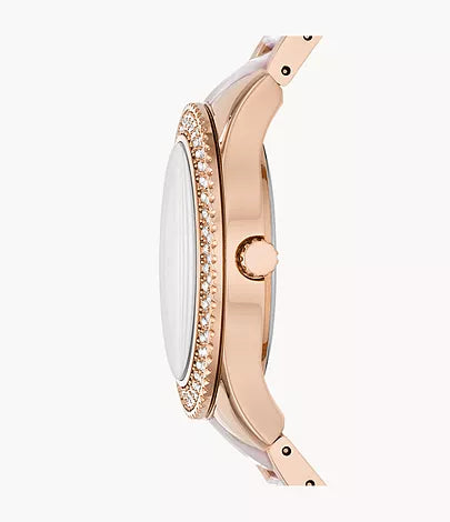  Shop Authentic Fossil Stella Multifunction Rose Gold Dial Two Tone Steel Strap Watch for Women - ES4755 - Luxxuri