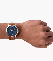  Shop Authentic Fossil Neutra Chronograph Blue Dial Brown Leather Strap Watch for Men - FS5453 - Luxxuri