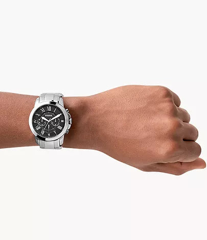  Shop Authentic Fossil Grant Chronograph Black Dial Silver Steel Strap Watch for Men - FS4736 - Luxxuri