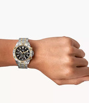  Shop Authentic Fossil Garrett Analog Black Dial Two Tone Steel Strap Watch for Men - FS5771 - Luxxuri