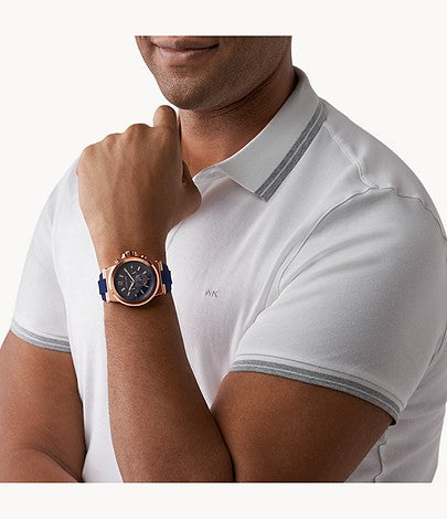  Shop Authentic Michael Kors Dylan Blue Dial Blue Rubber Strap Watch for Men - MK8295 - Luxxuri