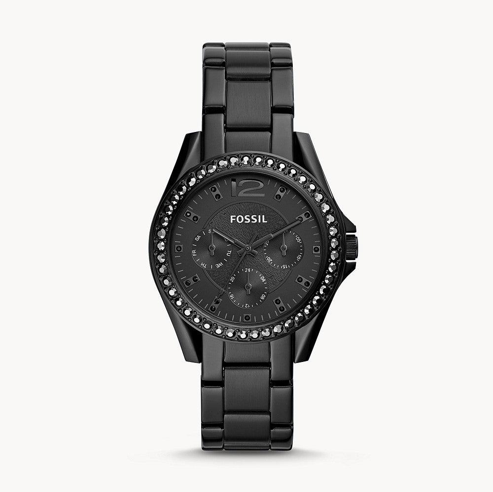  Shop Authentic Fossil Riley Multifunction Black Dial Black Steel Strap Watch for Women - ES4519 - Luxxuri