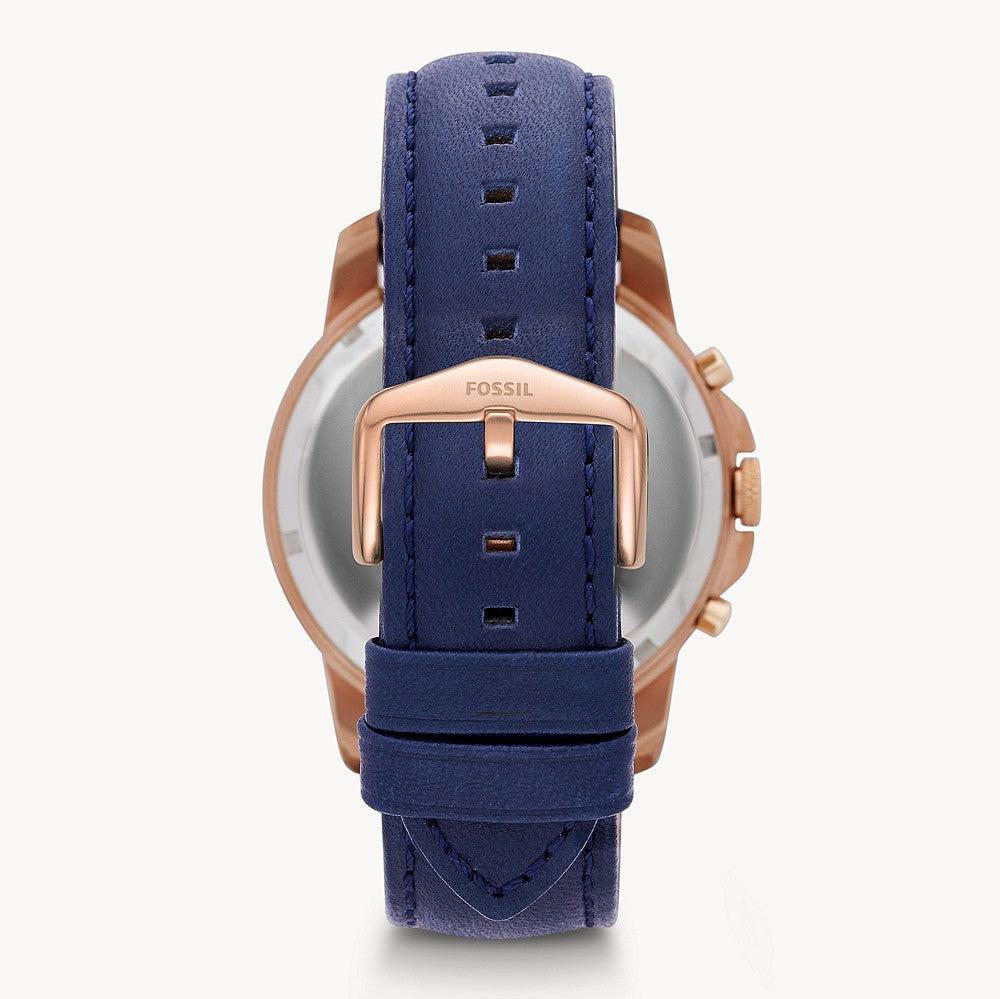  Shop Authentic Fossil Grant Chronograph Blue Dial Blue Leather Strap Watch for Men - FS4835 - Luxxuri