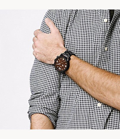  Shop Authentic Fossil Nate Chrongraph Ion Plated Black Dial Black Steel Strap Watch for Men - JR1356 - Luxxuri