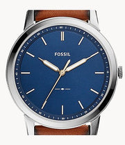  Shop Authentic Fossil Minimalist Blue Dial Brown Leather Strap Watch for Men - FS5304 - Luxxuri