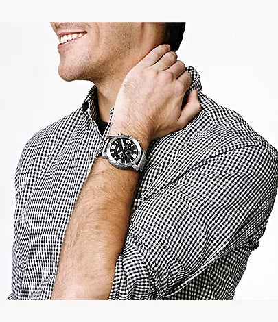  Shop Authentic Fossil Nate Chronograph Black Dial Silver Steel Strap Watch for Men - JR1353 - Luxxuri