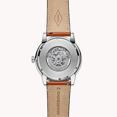  Shop Authentic Fossil Townsman Automatic Skeleton Blue Dial Brown Leather Strap Watch for Men - ME3154 - Luxxuri