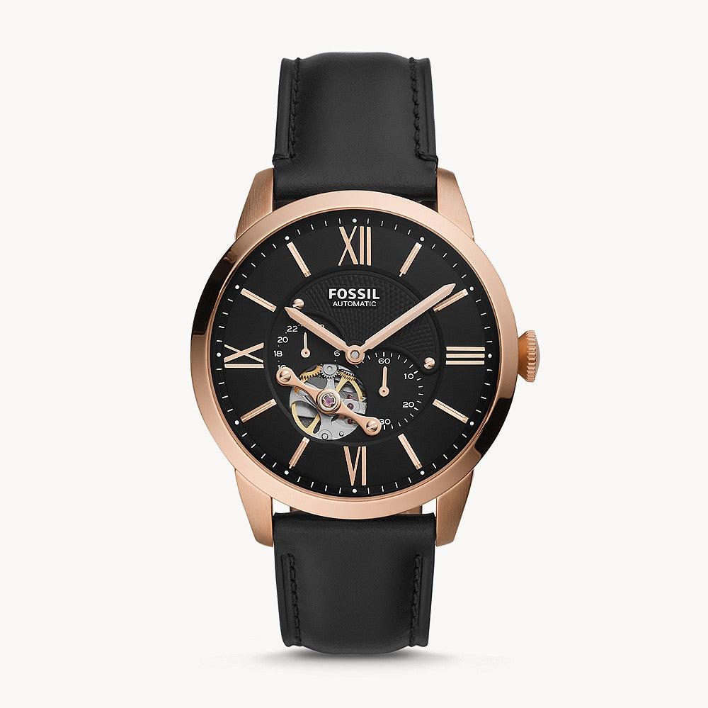  Shop Authentic Fossil Townsman Automatic Black Dial Black Leather Strap Watch for Men - ME3170 - Luxxuri