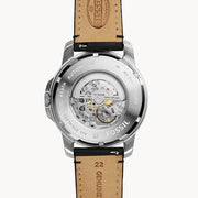  Shop Authentic Fossil Grant Automatic Skeleton White Dial Black Leather Strap Watch for Men - ME3101 - Luxxuri