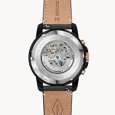  Shop Authentic Fossil Grant Sport Automatic Skeleton Black Dial Black Leather Strap Watch for Men - ME3138 - Luxxuri