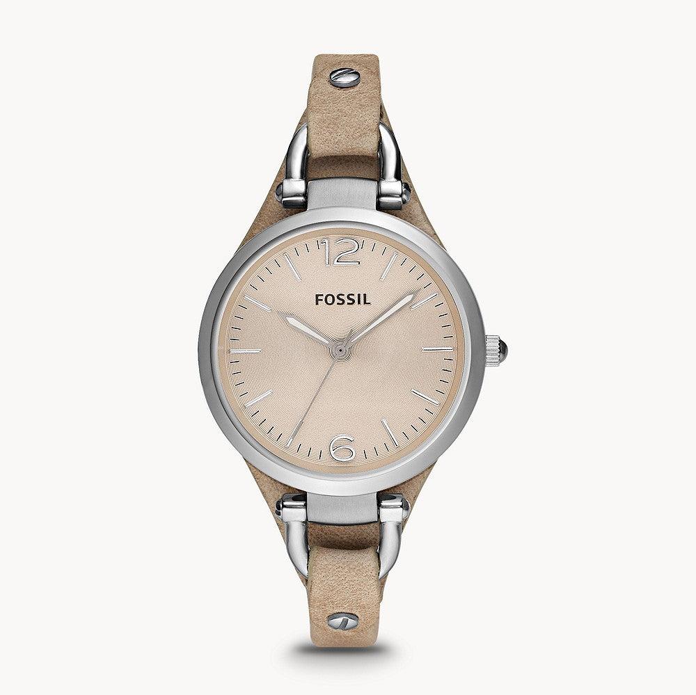  Shop Authentic Fossil Georgia Bone Grey Dial Beige Leather Strap Watch for Women - ES2830 - Luxxuri