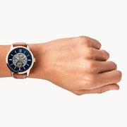  Shop Authentic Fossil Townsman Automatic Skeleton Blue Dial Brown Leather Strap Watch for Men - ME3154 - Luxxuri