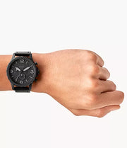  Shop Authentic Fossil Nate Chronograph Black Dial Black Leather Strap Watch for Men - JR1354 - Luxxuri