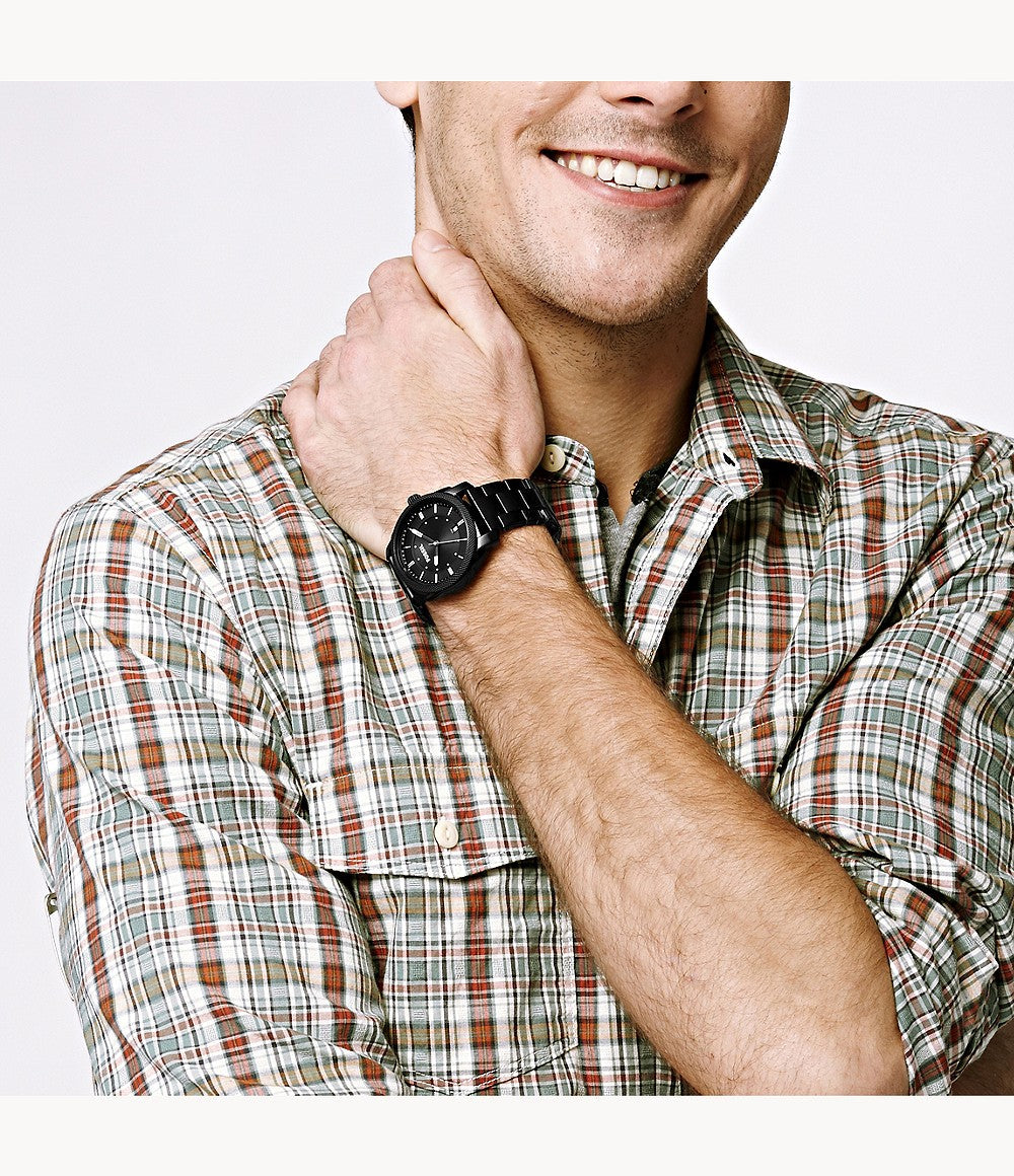  Shop Authentic Fossil Machine Black Dial Black Steel Strap Watch for Men - FS4775 - Luxxuri