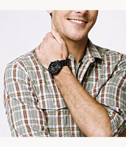  Shop Authentic Fossil Machine Black Dial Black Steel Strap Watch for Men - FS4775 - Luxxuri