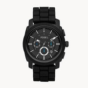  Shop Authentic Fossil Machine Chronograph Black Dial Black Silicone Strap Watch for Men - FS4487 - Luxxuri