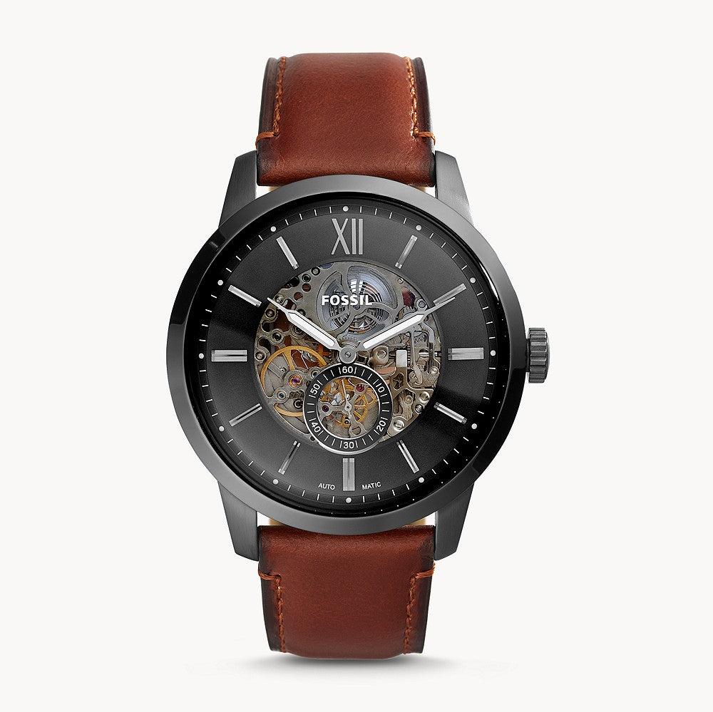  Shop Authentic Fossil Townsman Automatic Skeleton Black Dial Brown Leather Strap Watch for Men - ME3181 - Luxxuri