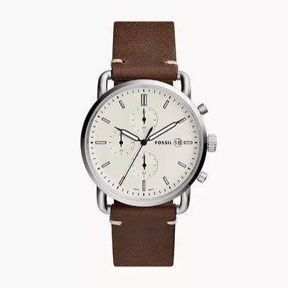  Shop Authentic Fossil The Commuter White Dial Brown Leather Strap Watch for Men - FS5402 - Luxxuri