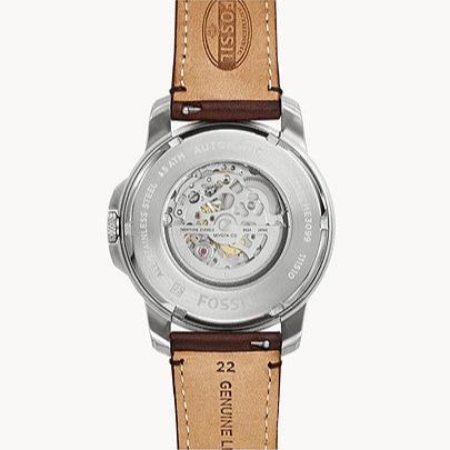  Shop Authentic Fossil Grant Automatic Skeleton Black Dial Brown Leather Strap Watch for Men - ME3095 - Luxxuri