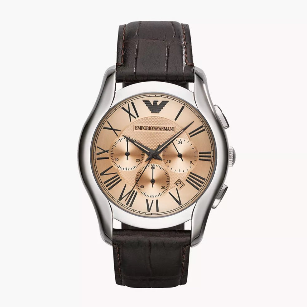  Shop Authentic Emporio Armani Valente Chronograph Brown Dial Brown Leather Strap Watch For Men - AR1785 - Luxxuri