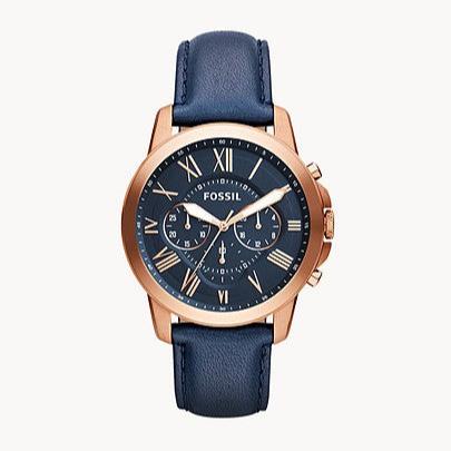  Shop Authentic Fossil Grant Chronograph Blue Dial Blue Leather Strap Watch for Men - FS4835 - Luxxuri