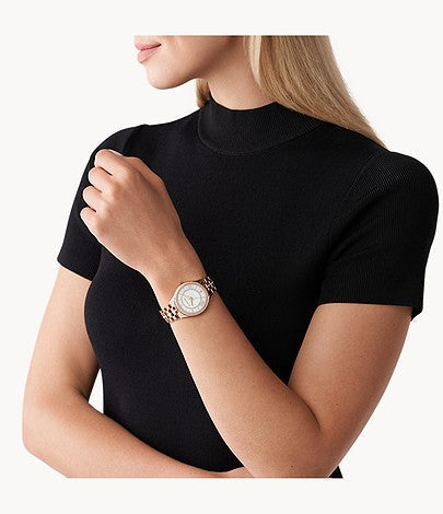  Shop Authentic Michael Kors Lauryn Mother of Pearl Dial Rose Gold Steel Strap Watch for Women - MK3716 - Luxxuri
