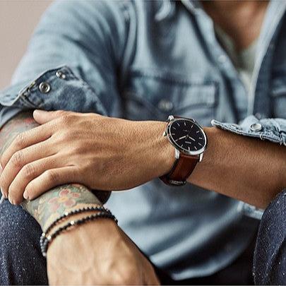  Shop Authentic Fossil Minimalist Blue Dial Brown Leather Strap Watch for Men - FS5304 - Luxxuri