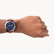  Shop Authentic Fossil Grant Chronograph Blue Dial Brown Leather Strap Watch for Men - FS5151 - Luxxuri