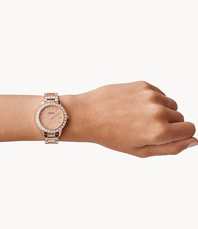  Shop Authentic Fossil Jesse Crystal Rose Gold Dial Rose Gold Steel Strap Watch for Women - ES3020 - Luxxuri