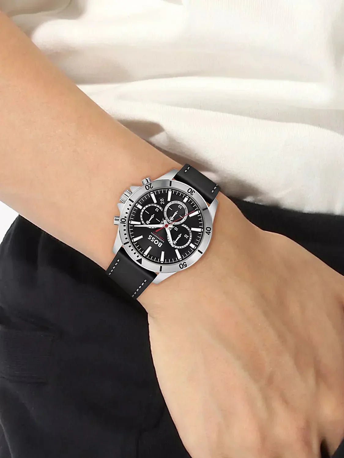 Shop Authentic Hugo Boss Driver Black Dial Black Leather Strap Watch for Men -1513087 - Luxxuri