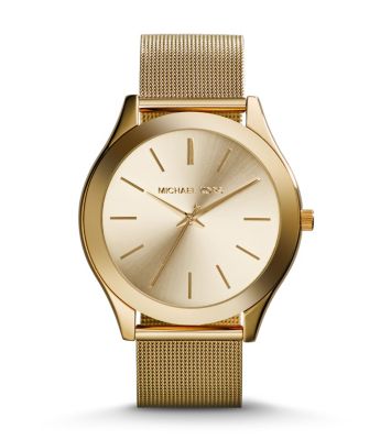  Shop Authentic Michael Kors Slim Runway Champagne Dial Gold Mesh Bracelet Watch for Women - MK3282 - Luxxuri