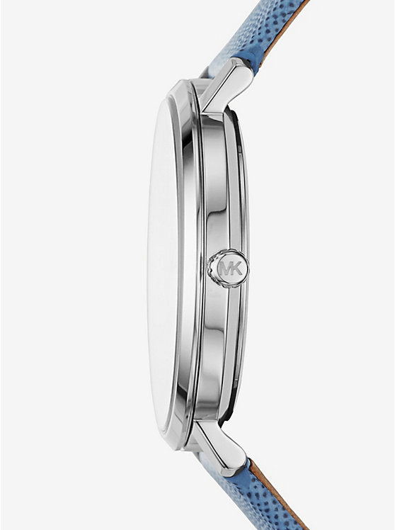  Shop Authentic Michael Kors Jaryn Quartz Silver Dial Blue Leather Strap Watch For Women - MK2495 - Luxxuri