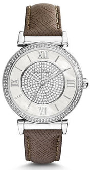  Shop Authentic Michael Kors Caitlin Quartz Silver Dial Gray Leather Strap Watch For Women - MK2377 - Luxxuri
