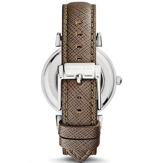  Shop Authentic Michael Kors Caitlin Quartz Silver Dial Gray Leather Strap Watch For Women - MK2377 - Luxxuri