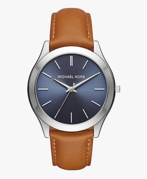  Shop Authentic Michael Kors Slim Runway Analog Blue Dial Brown Leather Strap Watch For Men - MK8508 - Luxxuri