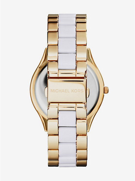  Shop Authentic Michael Kors Slim Runway Quartz White Dial Two Tone Steel Strap Watch For Women - MK4295 - Luxxuri