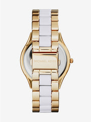  Shop Authentic Michael Kors Slim Runway Quartz White Dial Two Tone Steel Strap Watch For Women - MK4295 - Luxxuri