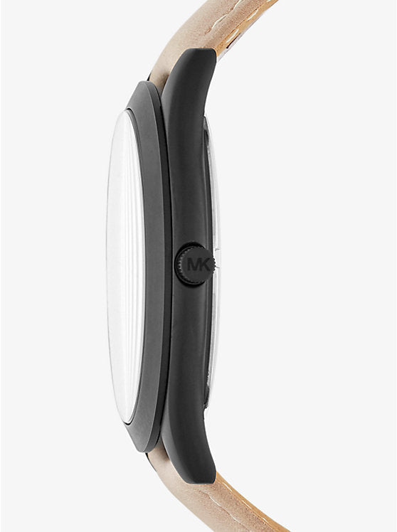  Shop Authentic Michael Kors Slim Runway Black Dial Beige Leather Strap Watch For Men - MK8510 - Luxxuri