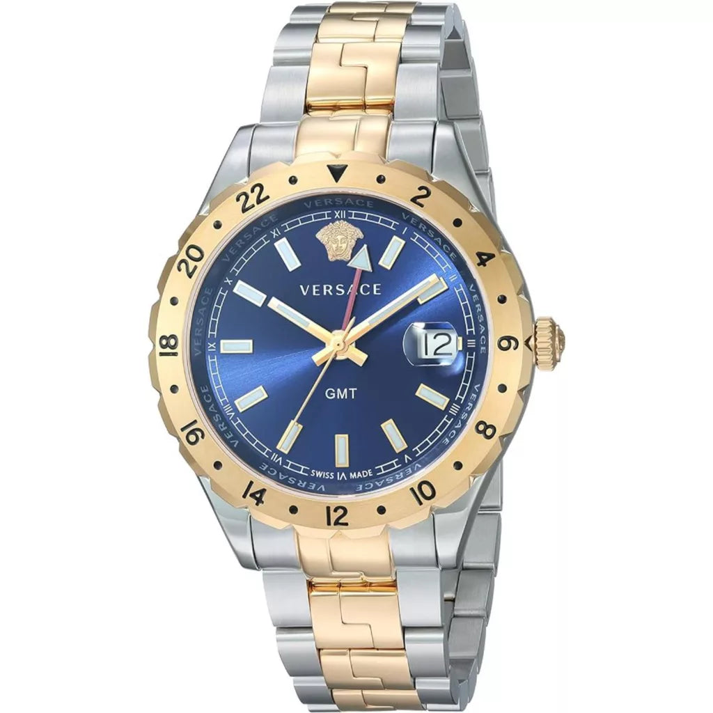  Shop Authentic Versace Hellenyium GMT Blue Dial Two Tone Steel Strap Watch for Men - V11060017 - Luxxuri