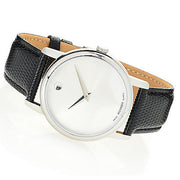  Shop Authentic Movado Museum Quartz Silver Dial Black Leather Strap Watch For Men - 2100001 - Luxxuri