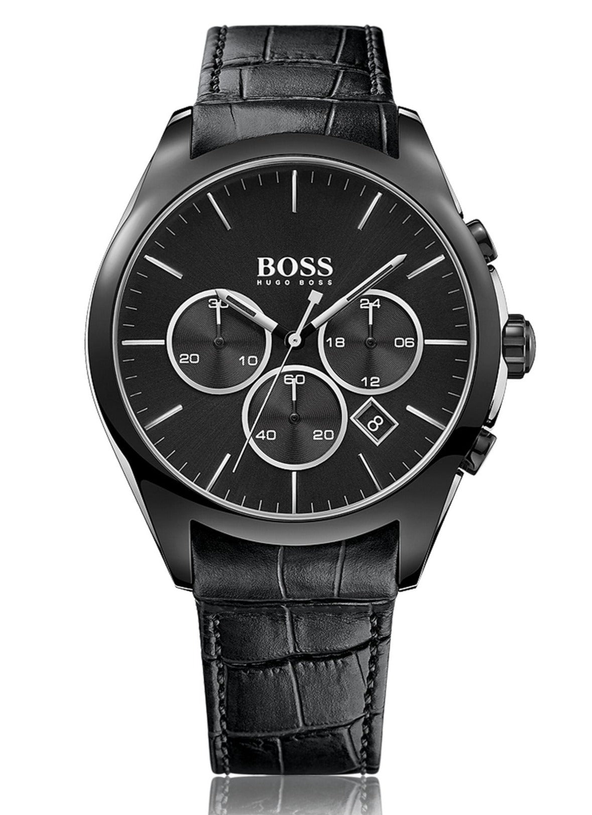  Shop Authentic Hugo Boss Onyx Black Dial Black Leather Strap Watch for Men - 1513367 - Luxxuri
