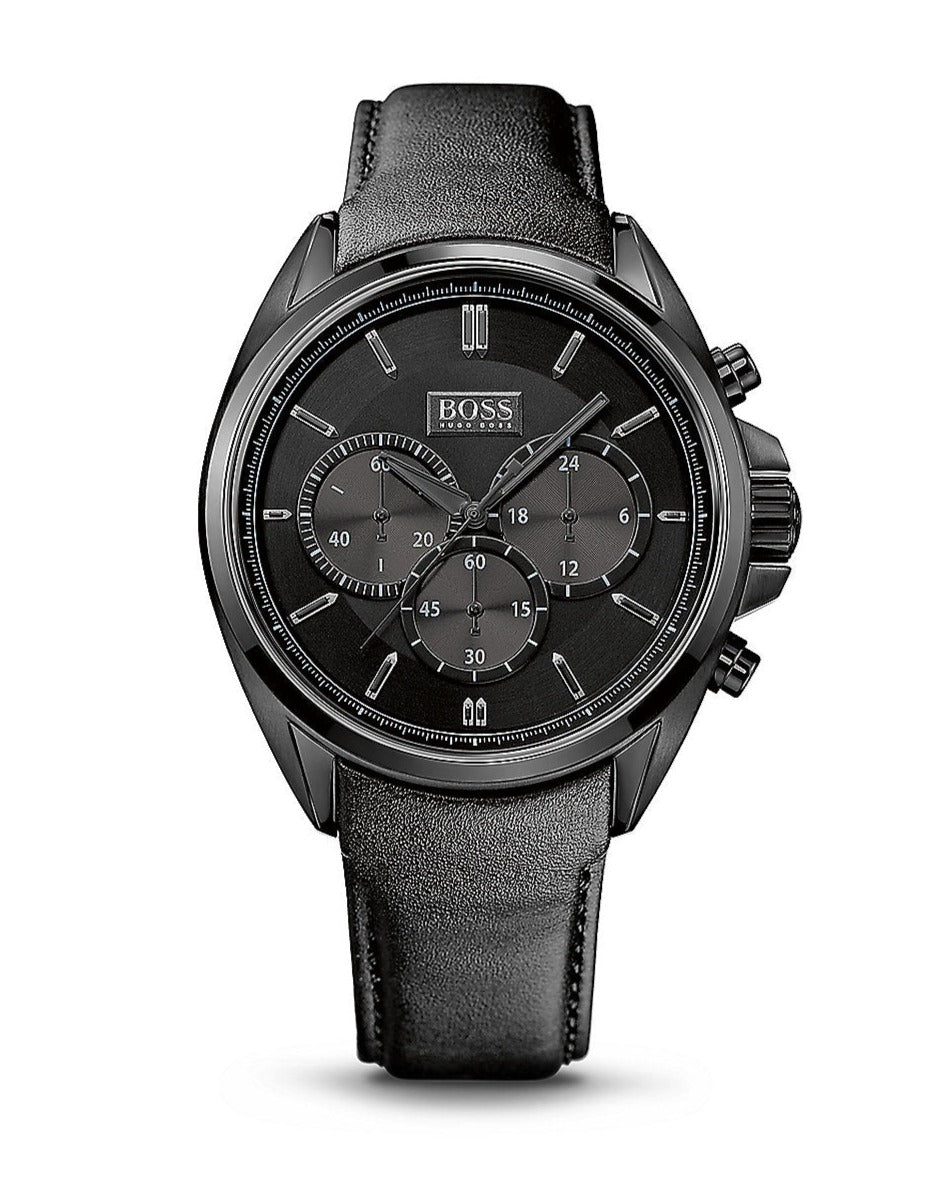  Shop Authentic Hugo Boss Driver Chronograph Black Dial Black Leather Strap Watch For Men - HB1513061 - Luxxuri