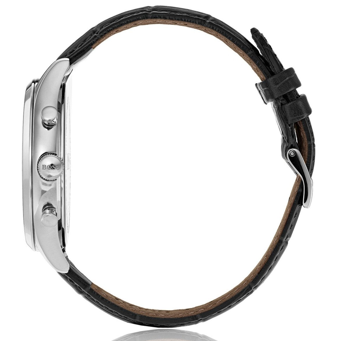  Shop Authentic Hugo Boss Companion Black Dial Black Leather Strap Watch for Men - 1513543 - Luxxuri