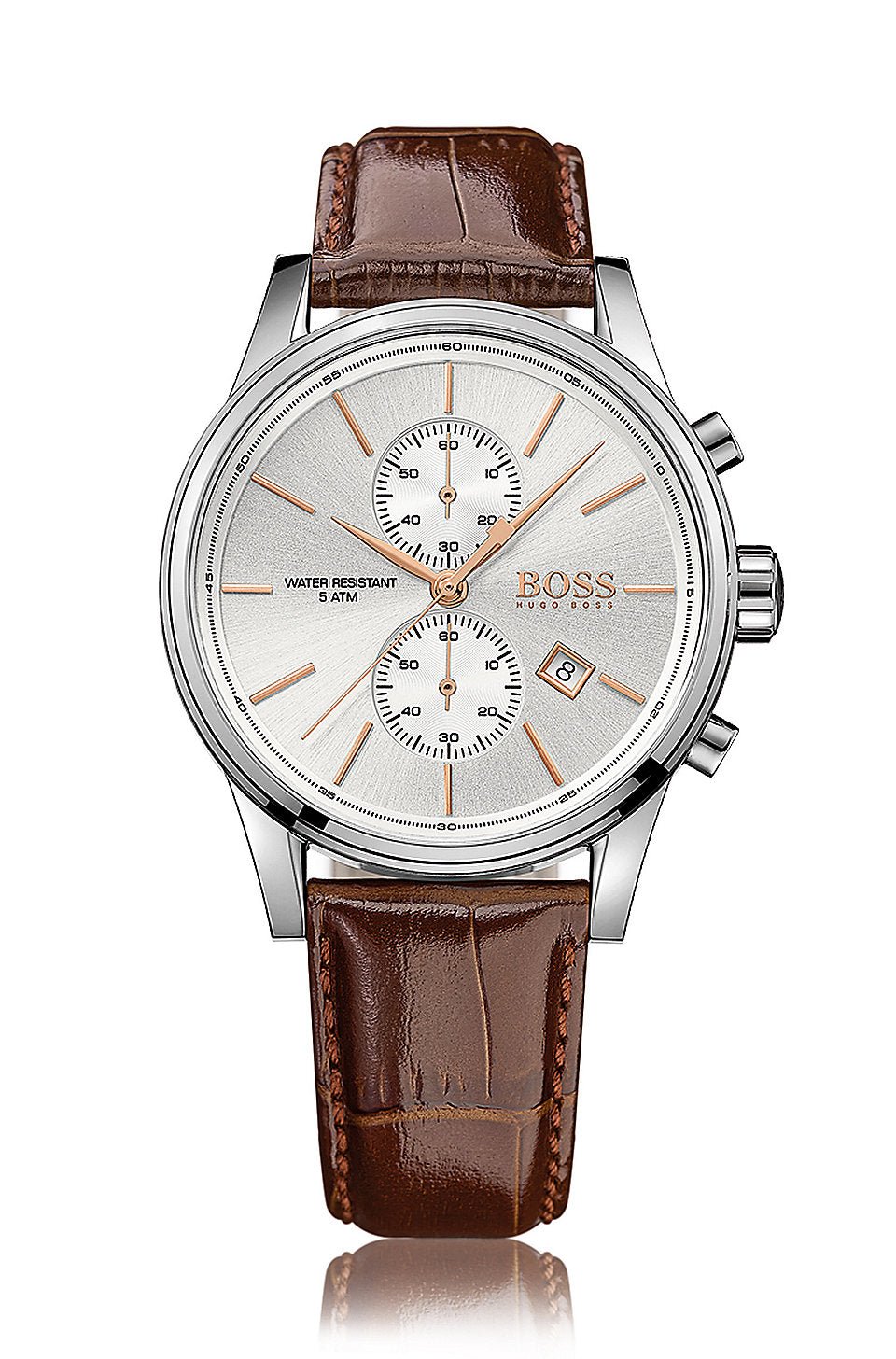  Shop Authentic Hugo Boss Jet White Dial Brown Leather Strap Watch for Men - 1513280 - Luxxuri
