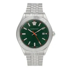  Shop Authentic Versace Hellenyium Quartz Green Dial Silver Steel Strap Watch For Men - VEVK01021 - Luxxuri