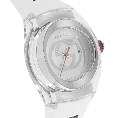  Shop Authentic Gucci Sync Quartz White Dial White Rubber Strap Unisex Watch - YA137302 - Luxxuri