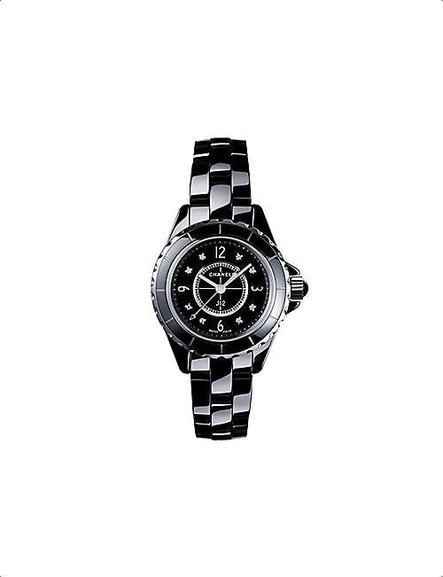  Shop Authentic Chanel J12 Diamonds Black Dial Black Steel Strap Watch for Women - J12 H2569 - Luxxuri