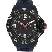  Shop Authentic Tommy Hilfiger Cole Black Dial Blue Rubber Strap Watch for Men - 1790984 - Luxxuri