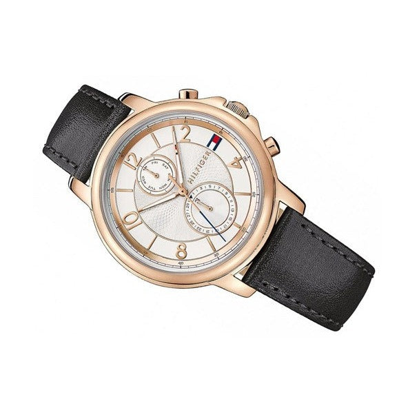  Shop Authentic Tommy Hilfiger Claudia White Dial Black Leather Strap Watch for Women - 1781817 - Luxxuri