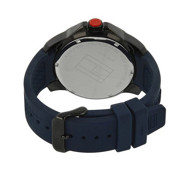  Shop Authentic Tommy Hilfiger Cole Black Dial Blue Rubber Strap Watch for Men - 1790984 - Luxxuri